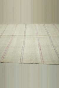7x12 Minimalist Striped Organic Hemp Kilim Rug 200,356 - Turkish Hemp Rug $i
