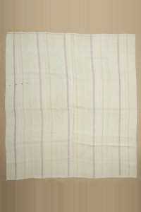Turkish Hemp Rug 7x7 Stripe Hemp Kilim Rug. 200,221