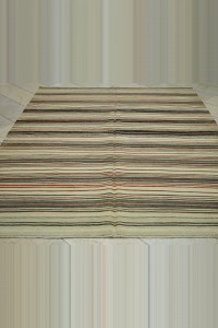 7x8 Stripe Vintage Turkish Kilim Rug 209,250 - Turkish Natural Rug $i
