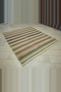 7x8 Stripe Vintage Turkish Kilim Rug 209,250 - Turkish Natural Rug $i