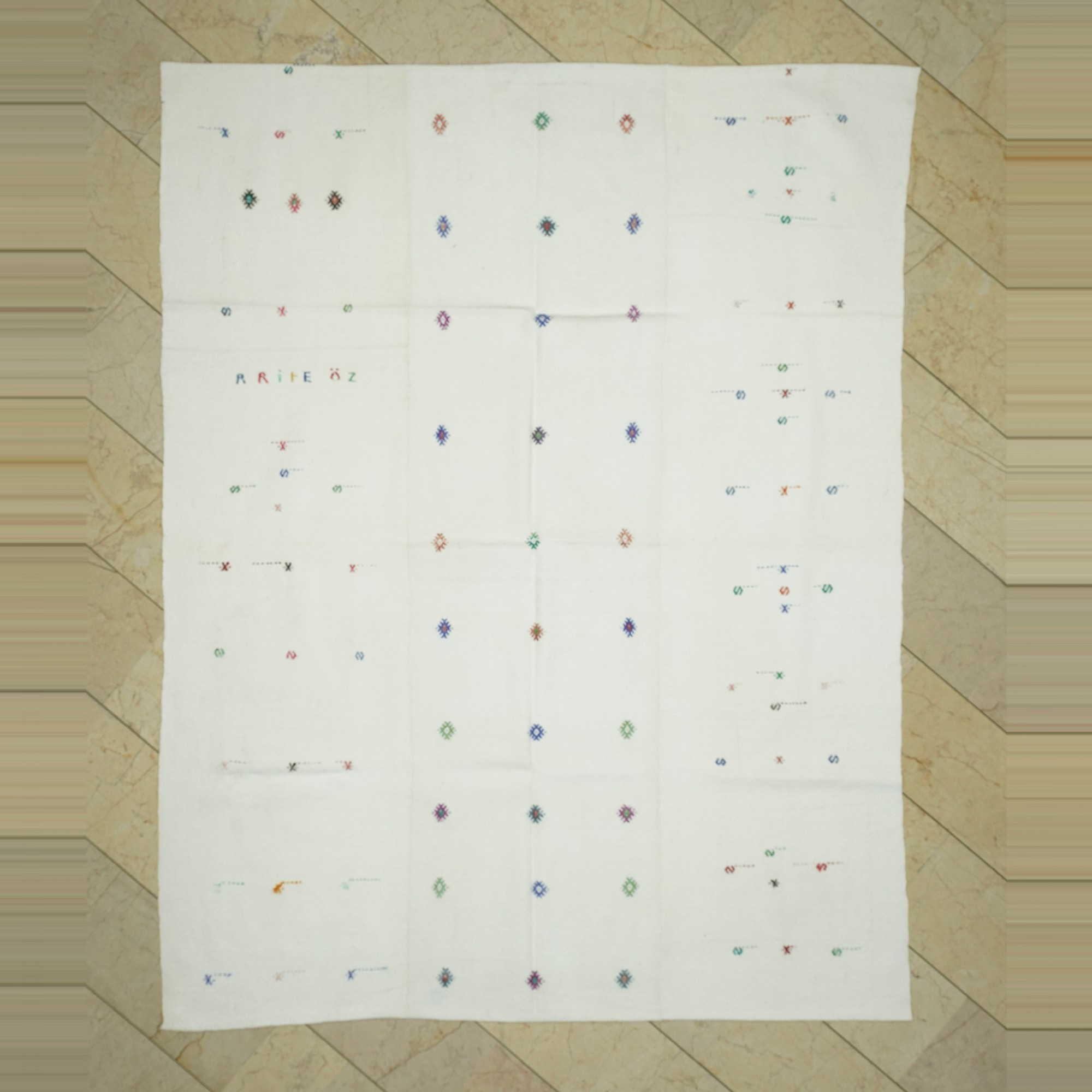 7x9 Cotton On Cotton Woven Kilim Rug. 204,263 - Turkish Natural Rug