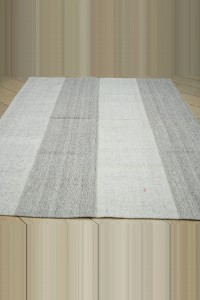 7x9 Gray White Cotton Kilim Rug. 216,277 - Grey Turkish Rug  $i