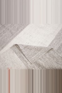 7x9 Gray White Cotton Kilim Rug. 216,277 - Grey Turkish Rug  $i
