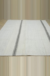 7x9 Grey White Cotton Kilim Rug. 223,270 - Grey Turkish Rug  $i