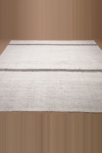 7x9 Grey White Cotton Kilim Rug. 223,270 - Grey Turkish Rug  $i