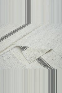 7x9 Grey White Cotton Kilim Rug. 223,270 - Grey Turkish Rug  $i