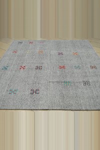 7x9 Minimalist Decor Gray Kilim Rug. 206,260 - Grey Turkish Rug  $i
