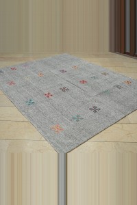 7x9 Minimalist Decor Gray Kilim Rug. 206,260 - Grey Turkish Rug  $i