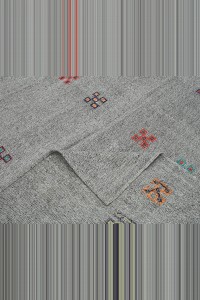 7x9 Minimalist Decor Gray Kilim Rug. 206,260 - Grey Turkish Rug  $i