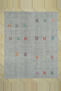 Grey Turkish Rug 7x9 Minimalist Decor Gray Kilim Rug. 206,260