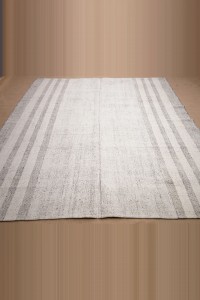 7x9 White Gray Cotton Kilim Rug. 226,283 - Grey Turkish Rug  $i