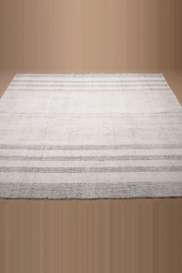 7x9 White Gray Cotton Kilim Rug. 226,283 - Grey Turkish Rug  $i