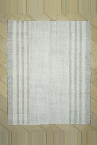 Grey Turkish Rug 7x9 White Gray Cotton On Cotton Kilim Rug. 226,283