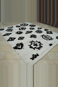 8x10 Black And White Hemp Carpet Rug 240,300 - Turkish Carpet Rug  $i