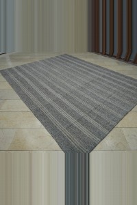 8x10 Feet Natural Striped Grey Rug 228,295 - Grey Turkish Rug  $i