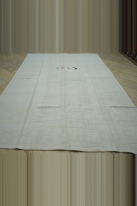 8x11 Plain White Hemp Kilim Rug 246,340 - Turkish Hemp Rug $i