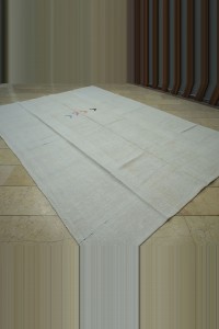 8x11 Plain White Hemp Kilim Rug 246,340 - Turkish Hemp Rug $i