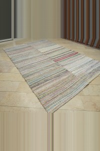 8x12 Oversize Striped Pattern Rag Rug 230,360 - Grey Turkish Rug  $i