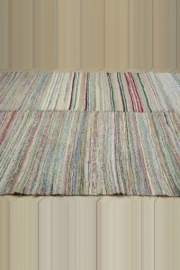 8x12 Oversize Striped Pattern Rag Rug 230,360 - Grey Turkish Rug  $i