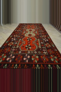 8x16 Beautiful Old Flat Weave Kars Kilim Rug. 230,477 - Turkish Kilim Rug  $i