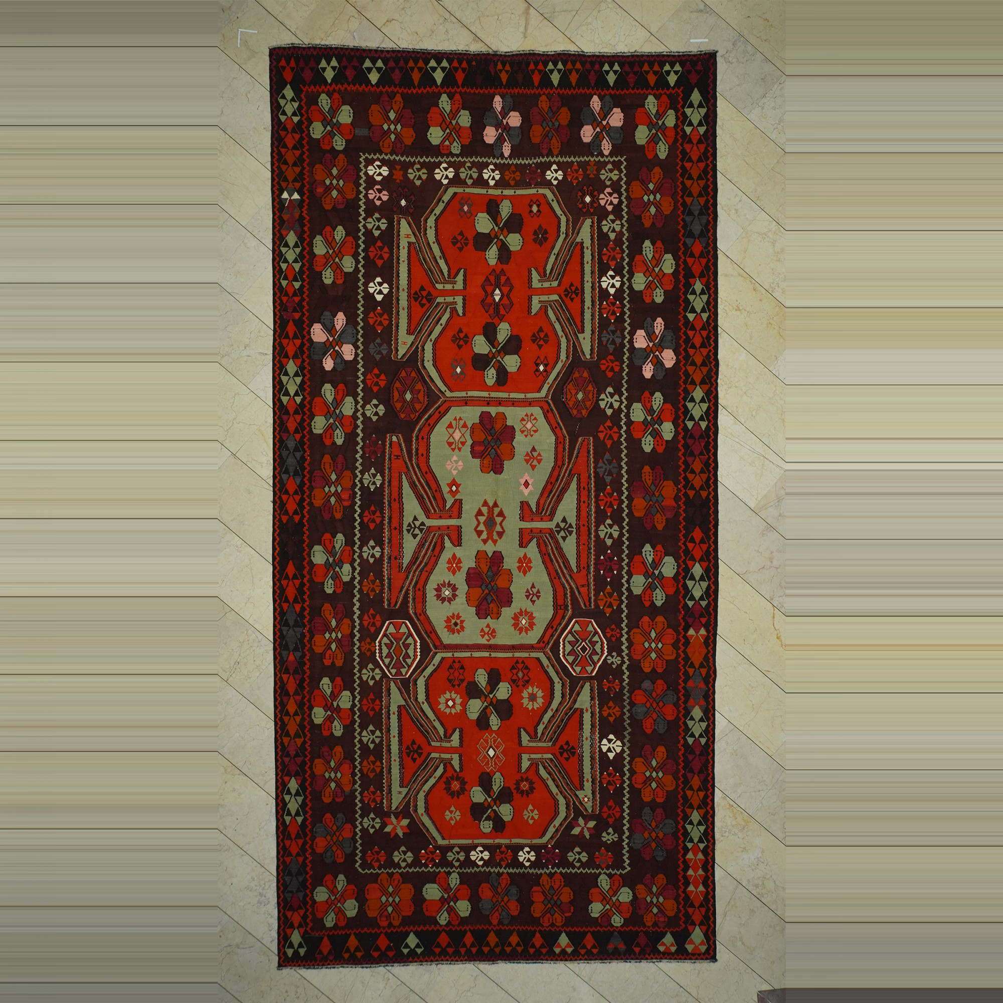 8x16 Beautiful Old Flat Weave Kars Kilim Rug. 230,477 - Turkish Kilim Rug
