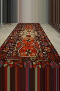 8x17 Beautiful Colors Old Kars Kilim Rug.  230,517 - Turkish Kilim Rug  $i