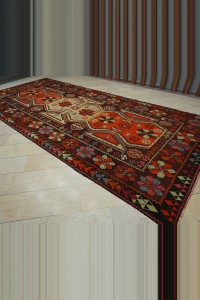 8x17 Beautiful Colors Old Kars Kilim Rug.  230,517 - Turkish Kilim Rug  $i