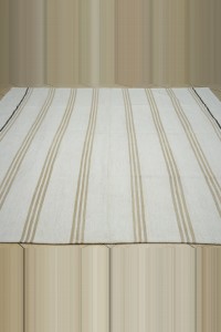 8x8 Square Size Striped Pattern Turkish Kilim Rug 252,258 - Grey Turkish Rug  $i