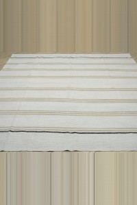 8x8 Square Size Striped Pattern Turkish Kilim Rug 252,258 - Grey Turkish Rug  $i