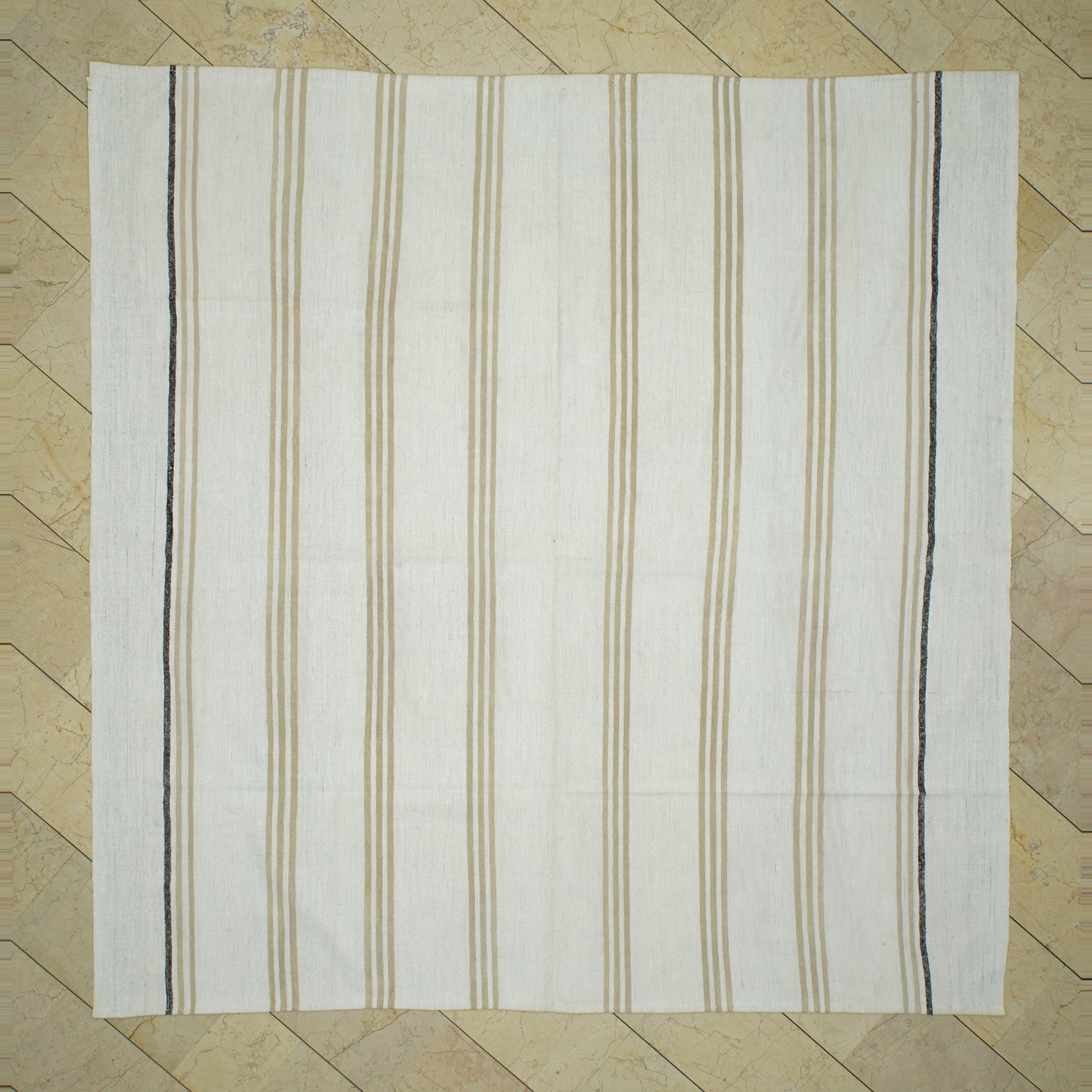 8x8 Square Size Striped Pattern Turkish Kilim Rug 252,258 - Grey Turkish Rug