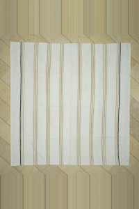 Grey Turkish Rug 8x8 Square Size Striped Pattern Turkish Kilim Rug 252,258