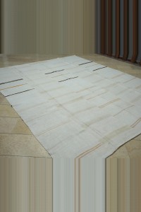 9x11 Minimalist Striped Hemp Kilim Rug 265,326 - Turkish Hemp Rug $i