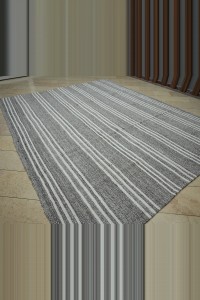 9x11 White Stripe Gray Flat Weave Kilim Rug. 276,340 - Grey Turkish Rug $i