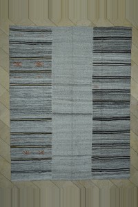 Grey Turkish Rug 9x12 Gray And Brown Stripe Kilim Rug. 281,357