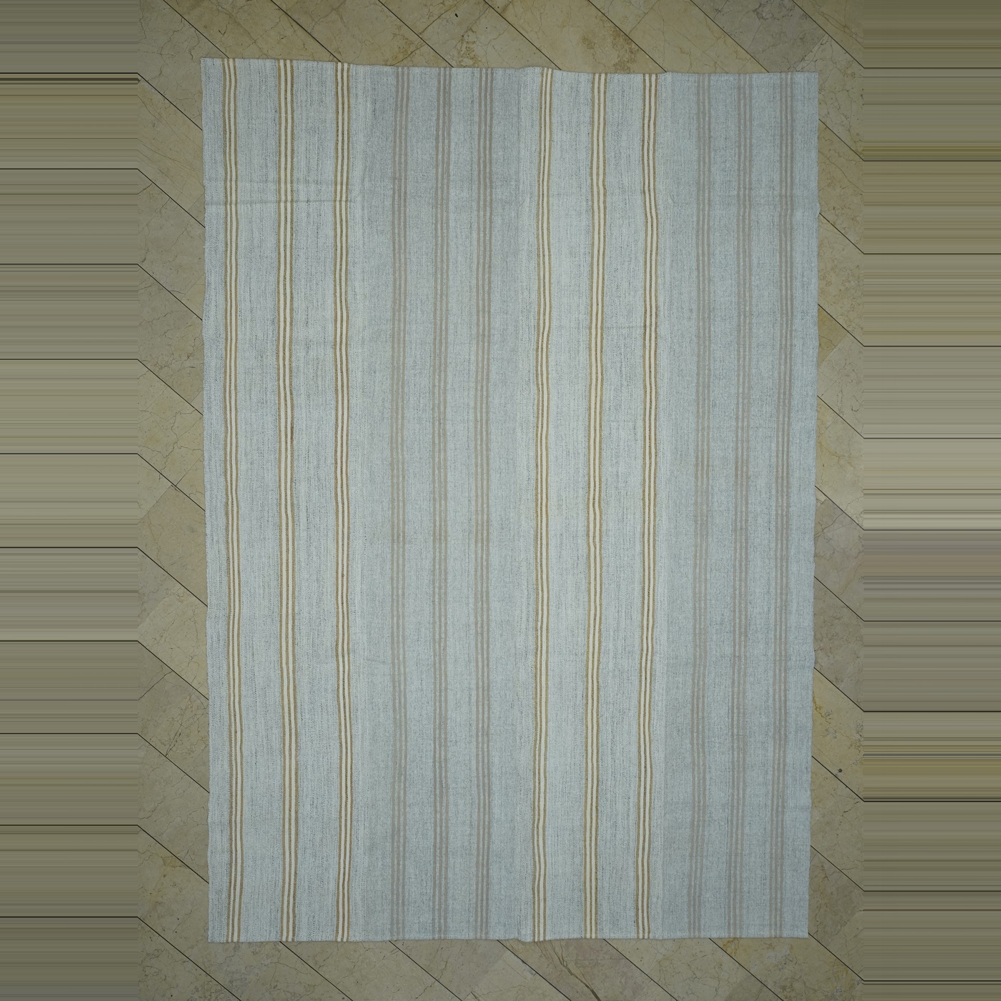 9x12 Grayish White Flat Weave Kilim Rug. 267,382 - Grey Turkish Rug