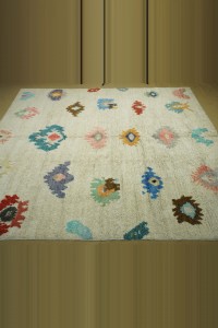 9x12 Oushak Pattern Shining White Hemp Rug 275,365 - Turkish Carpet Rug  $i