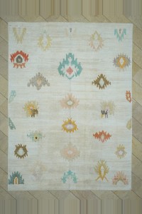 Turkish Carpet Rug 9x12 Oushak Pattern Shining White Hemp Rug 275,365