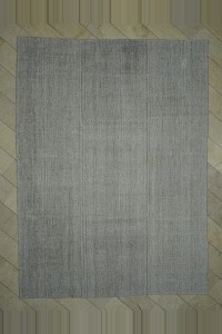 Grey Turkish Rug 9x13 Plain Gray Flat Weave Kilim Rug. 290,387