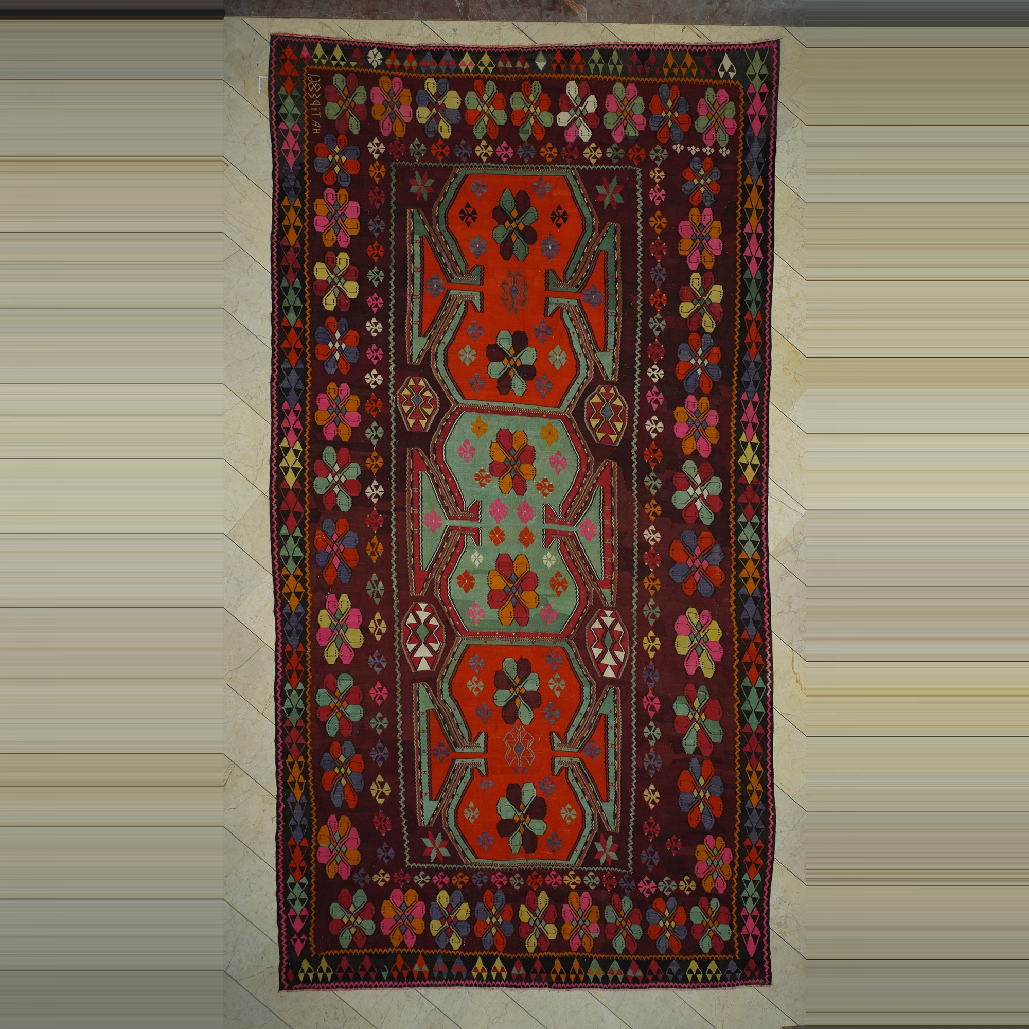 9x17 Beautiful Flat Weave Kars Kilim Rug 263,506 - Turkish Kilim Rug