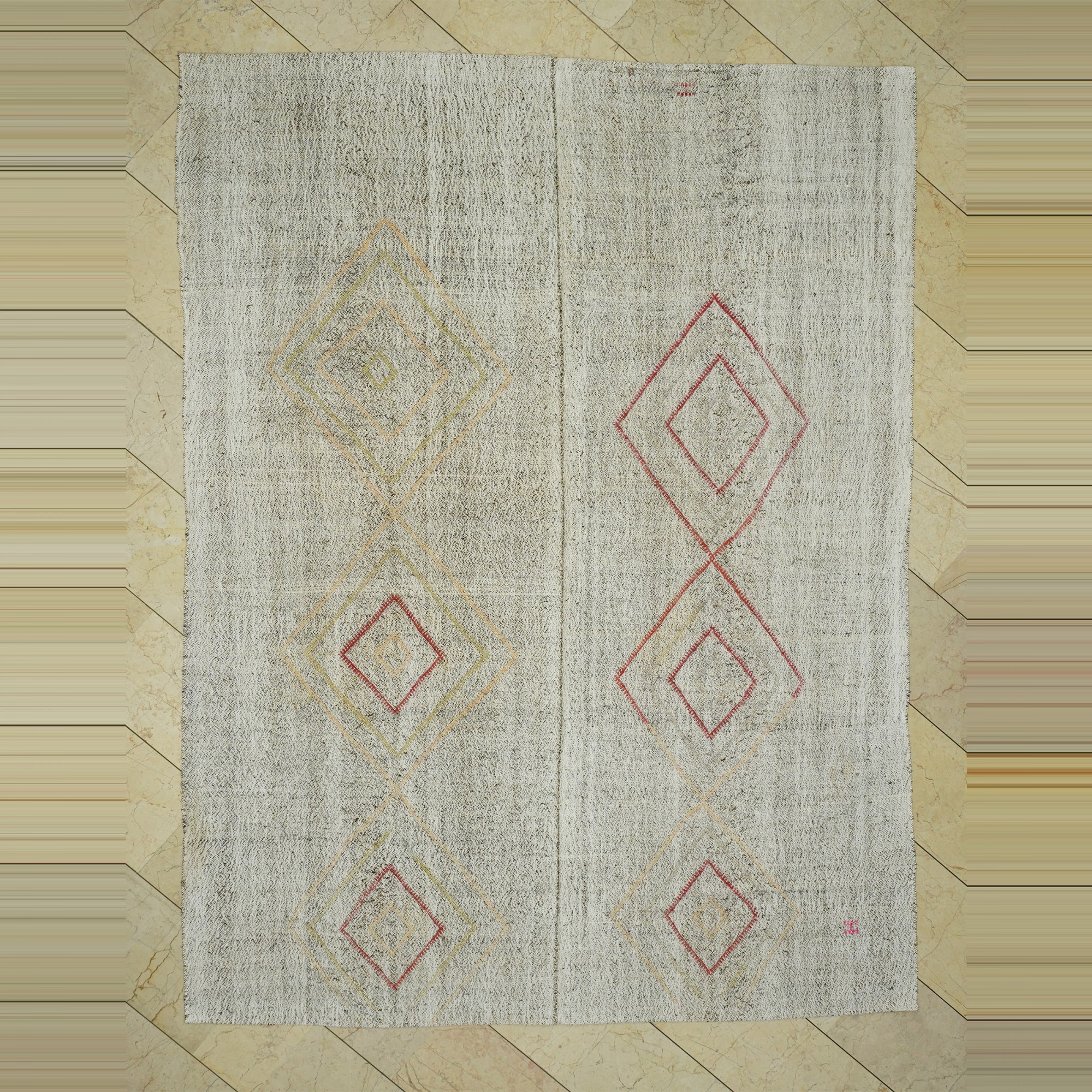 Anique Turkish Kilim Rug 7x10 Feet  215,295 - Grey Turkish Rug