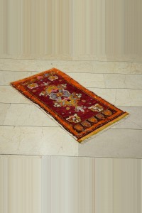 Antique Denizli Cal Mini Carpet Rug Wall Hanging 2x4 56,110 - Turkish Carpet Rug  $i