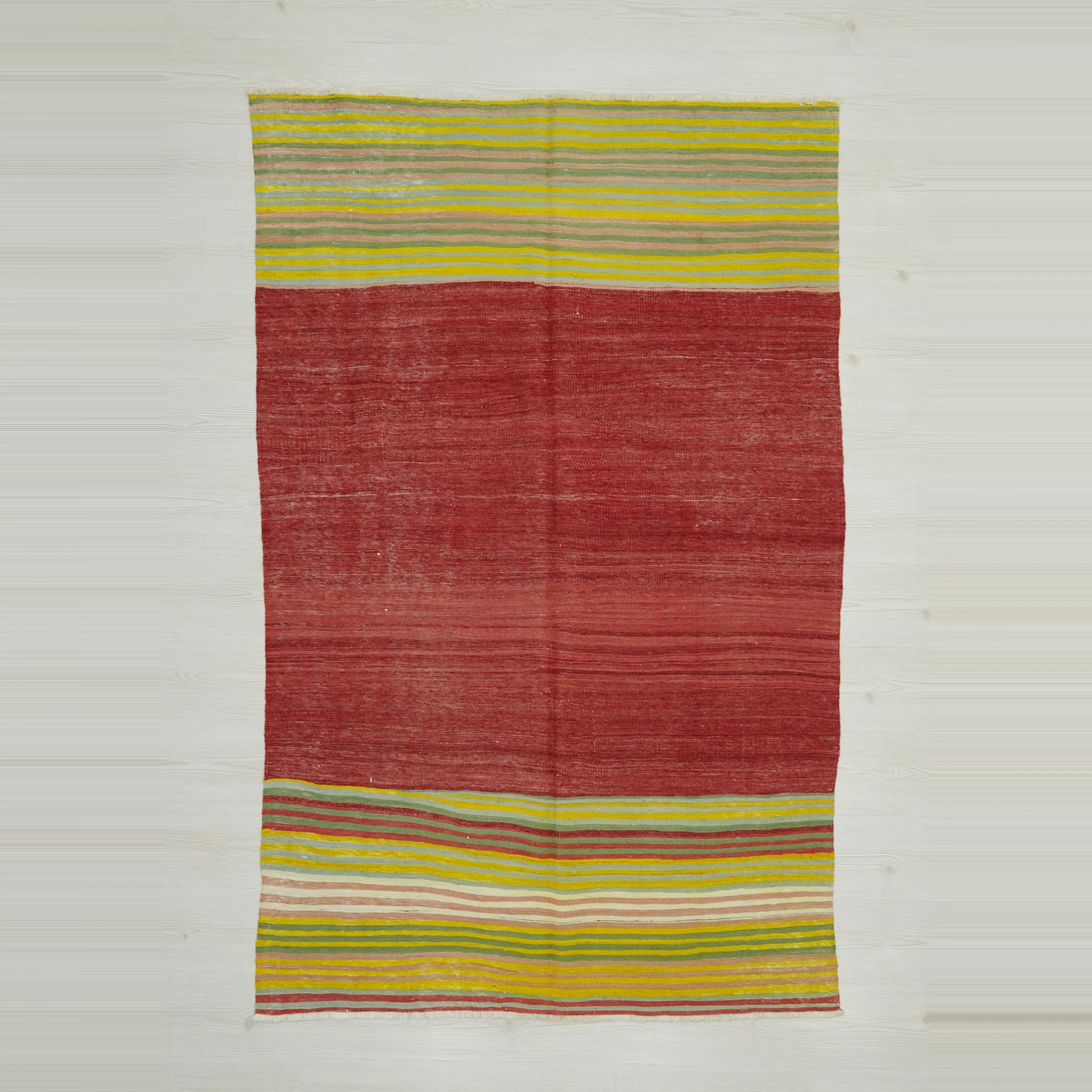 Antique Manisa Gordes Red Kilim Rug 135,212 - Turkish Kilim Rug