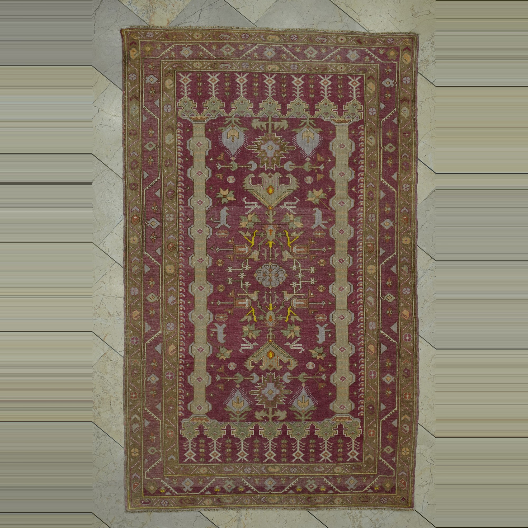 Antique Turkuman Derbent Carpet Rug 4x7 128,218 - Turkish Carpet Rug