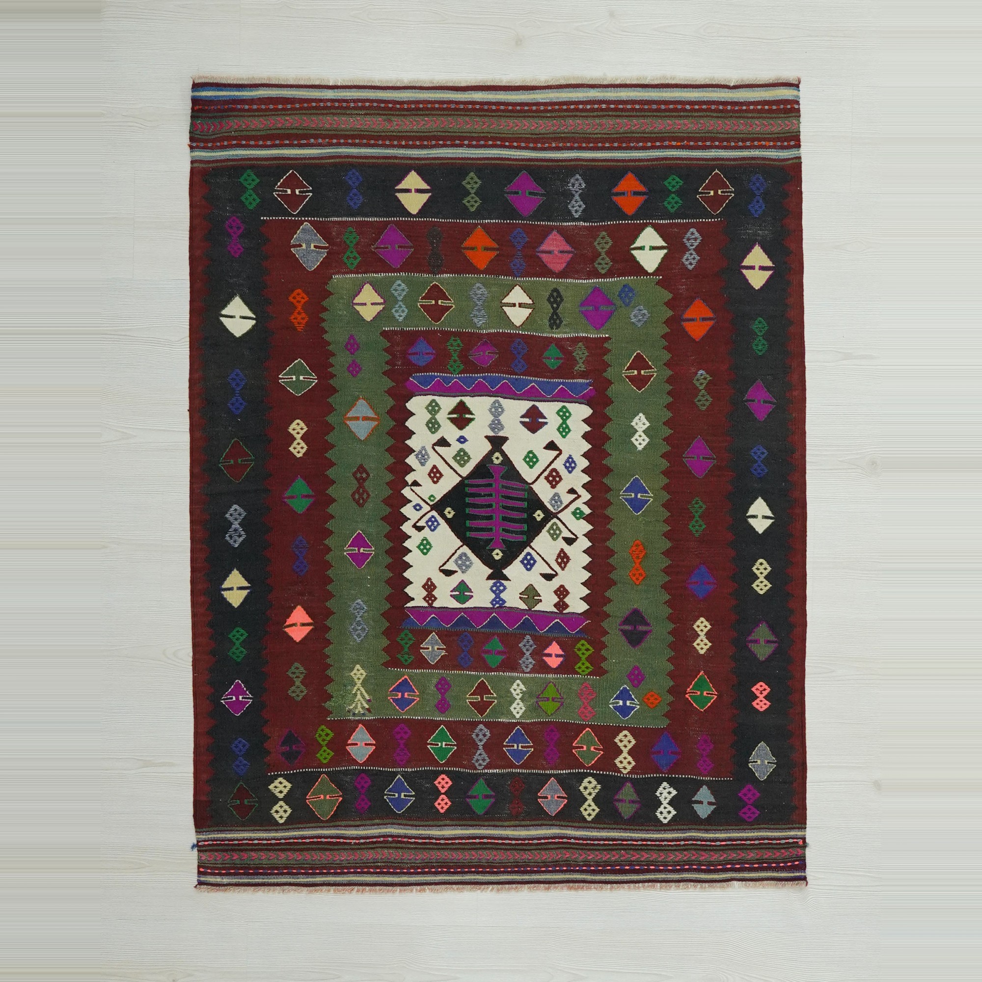 Balikkesir Dursunbey Kilim Rug Sun Faded 114,148 - Turkish Kilim Rug