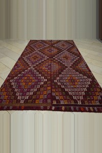 Beautiful Antique Embroidered Adana Kilim Rug 6x11 185,346 - Turkish Kilim Rug $i