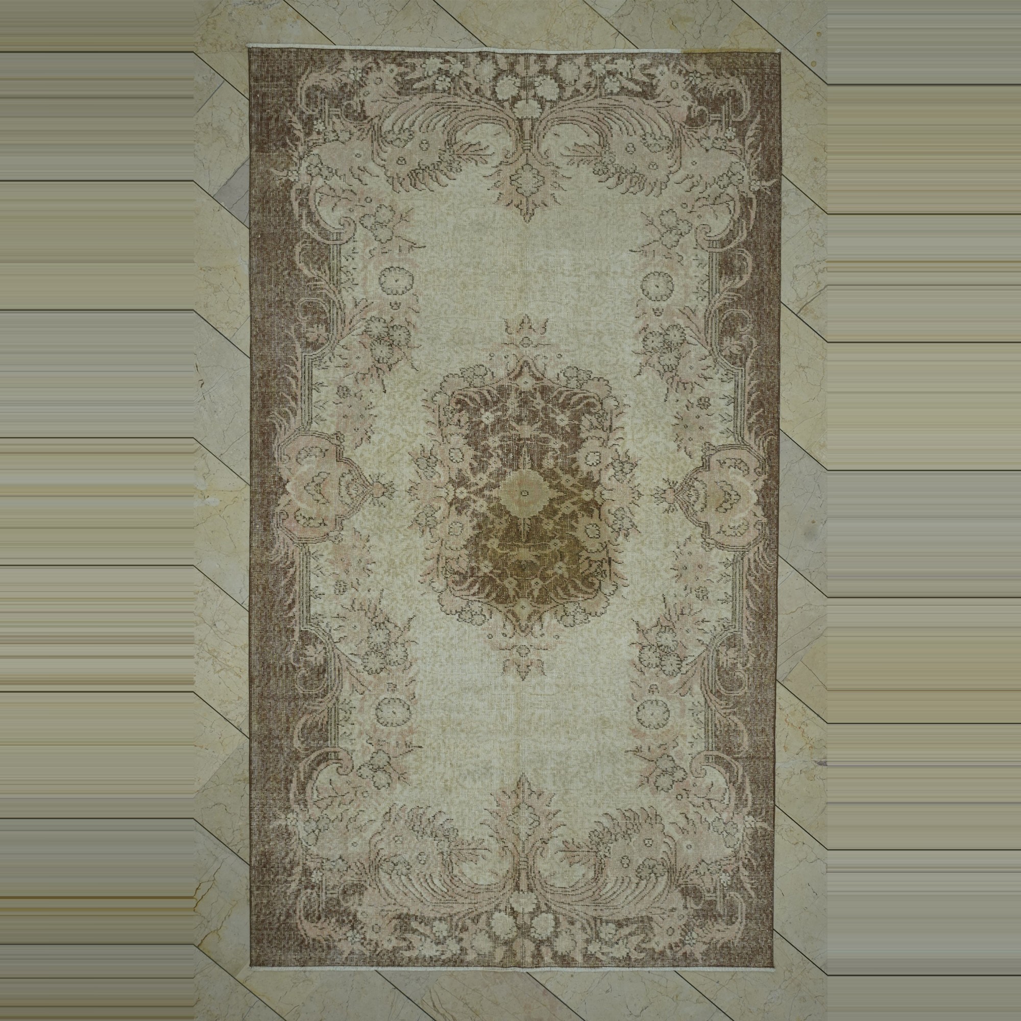 Beige Brown Oushak Rug 5x9 Feet 166,287 - Oushak Rug
