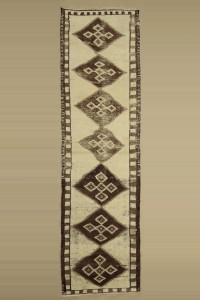 Turkish Rug Runner Beige Brown Rug Runner 3x10 Feet 85,307