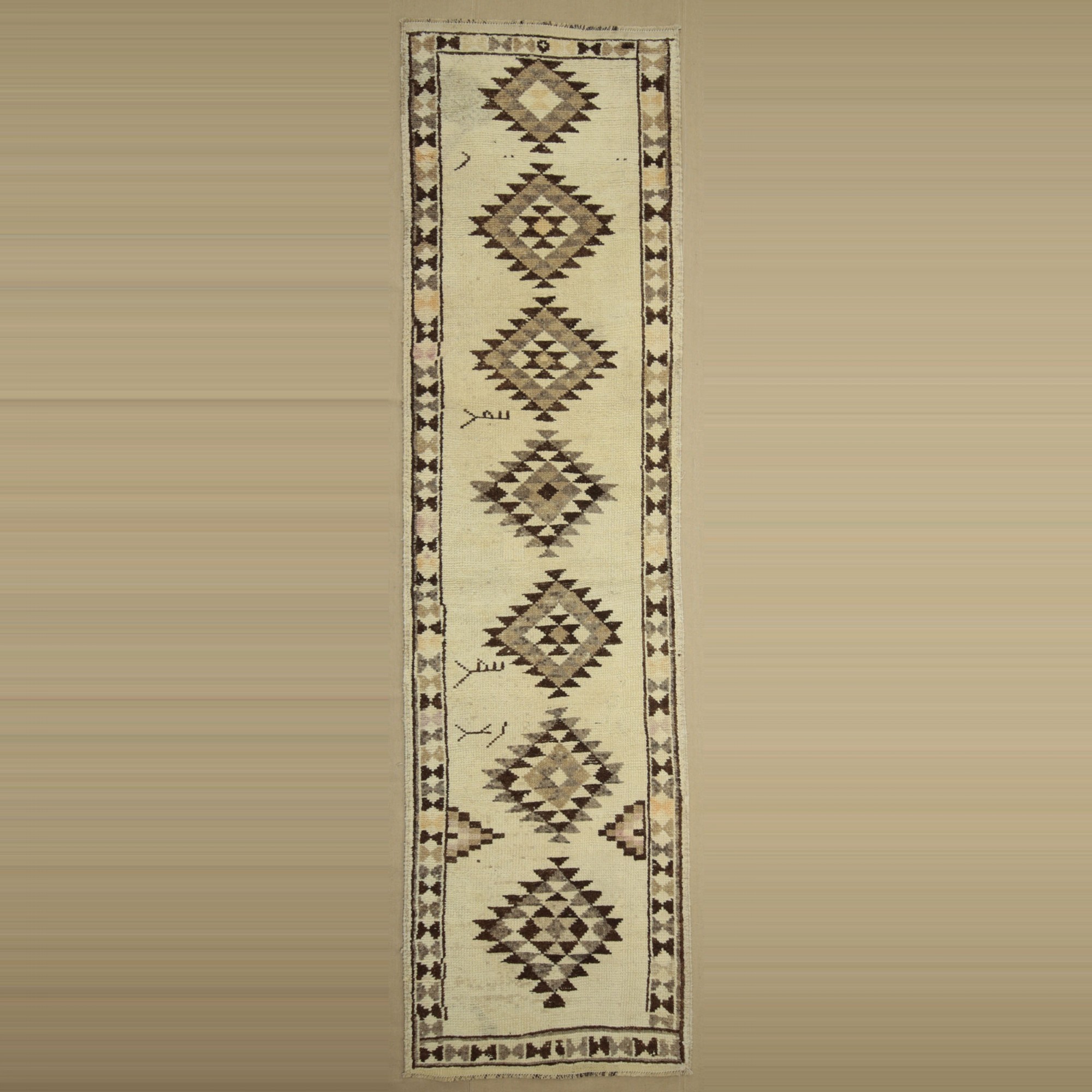 Beige Brown Rug Runner 3x11 Feet 93,340 - Turkish Rug Runner