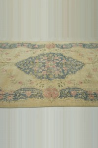 Beige Navy Blue Oushak Rug 5x8 Feet 141,249 - Oushak Rug $i