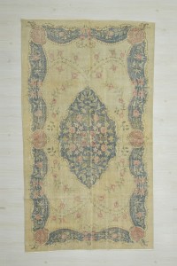 Beige Navy Blue Oushak Rug 5x8 Feet 141,249 - Oushak Rug $i